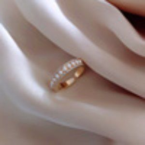Korean pearl diamond geometric ring open ring